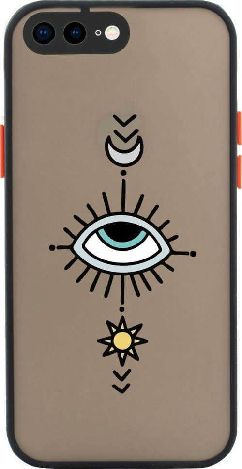 İphone 7 Plus Uyumlu Siyah Kamera Lens Korumalı Nazar Göz Desenli Lüx Telefon Kılıfı
