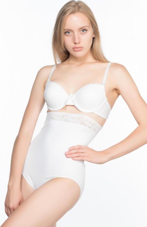 BEYAZ   Dantelli Yüksek Bel Slip Korse