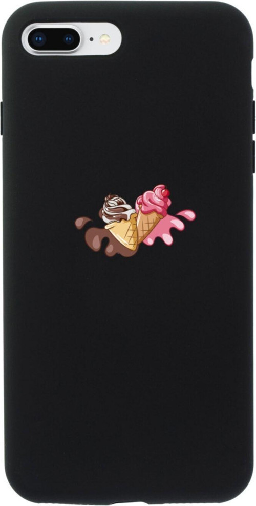 İphone 7 Plus Ice Cream Tasarımlı Siyah Telefon Kılıfı