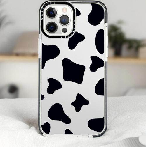 İphone 14 Pro Max İnek Desenli Casetify Darbe Emci Silikonlu Telefon Kılıfı