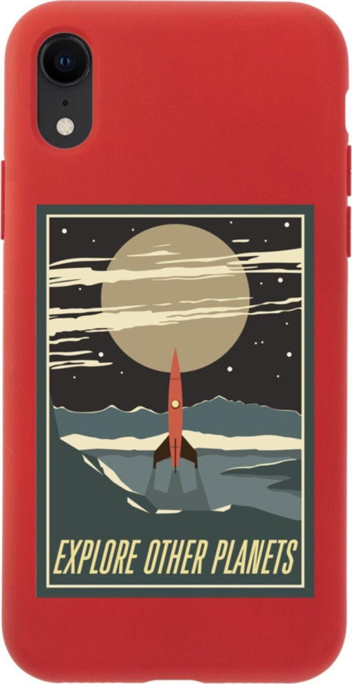 İphone Xr Explore Other Planets Tasarımlı Kırmızı Telefon Kılıfı