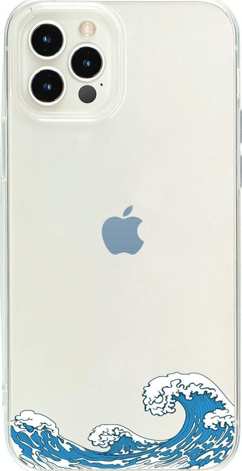 İphone 15 Pro Wave Vector Desenli Şeffaf Telefon Kılıfı