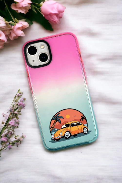 İphone 14 Uyumlu Wos Wos Desenli Premium Rainbow Silikonlu Telefon Kılıfı