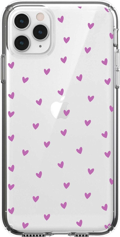 Iphone 11 Pro Max Minik Kalpler Mor Desenli Şeffaf Telefon Kılıfı