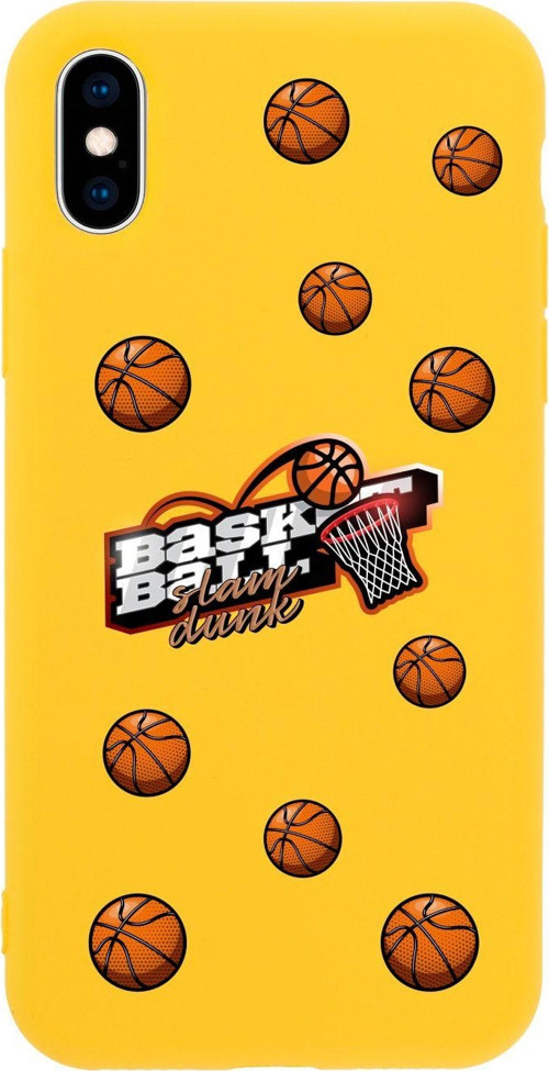 İphone X Basketbol Top Tasarımlı Sarı Telefon Kılıfı