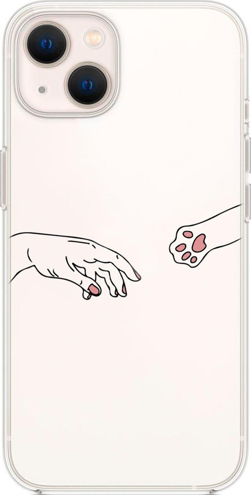 İphone 14 Plus Uyumlu Hand And Paw Desenli Şeffaf Silikonlu Telefon Kılıfı