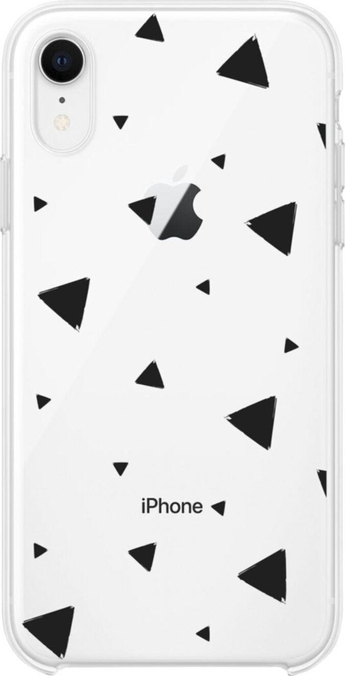 İphone Xr Black Triangle Tasarımlı Şeffaf Telefon Kılıfı