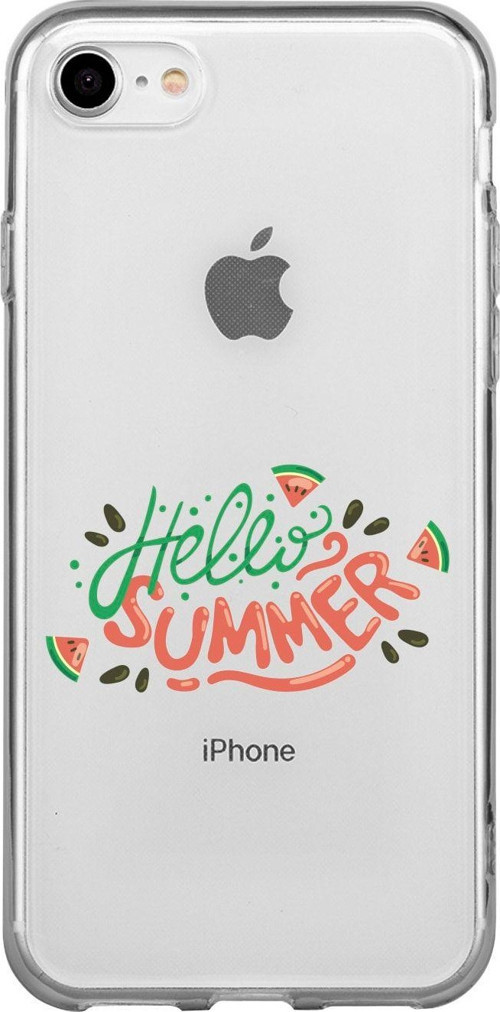 İphone 8 Hello Summer Desenli Şeffaf Telefon Kılıfı
