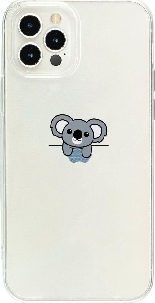 İphone 14 Pro Koala Desenli Şeffaf Telefon Kılıfı
