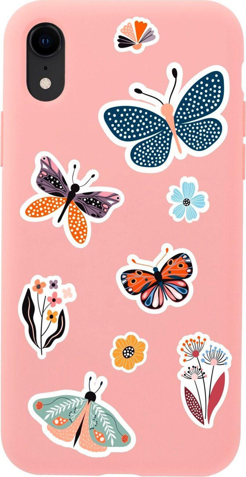 İphone Xr Butterfly Valley Tasarımlı Pembe Telefon Kılıfı