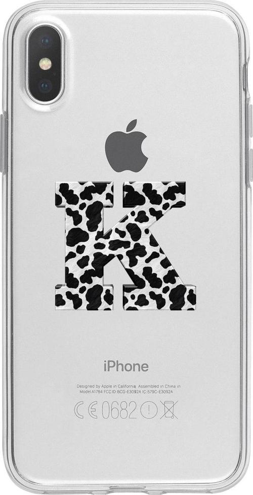 İphone X K Harfi Desenli Şeffaf Telefon Kılıfı