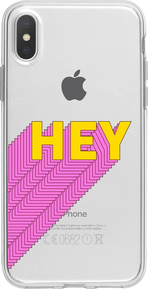 İphone Xs Hey Desenli Şeffaf Telefon Kılıfı