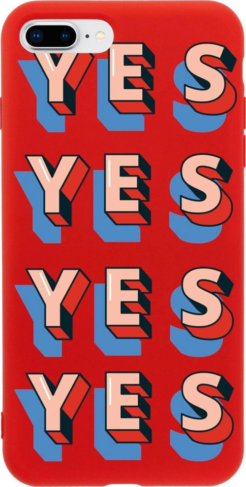 İphone 7 Plus Yes Retro Tasarımlı Kırmızı Telefon Kılıfı