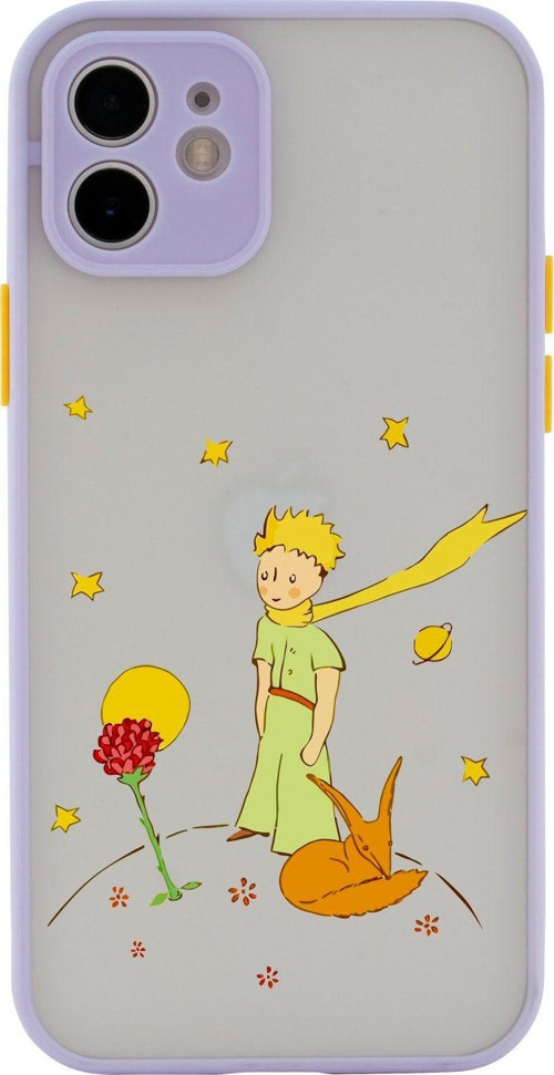 Iphone 11 Lüx Kamera Lens Korumalı Le Petit Prince Desenli Lila Telefon Kılıfı