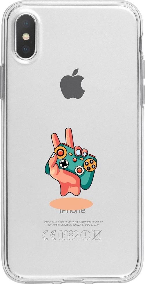 İphone Xs Gaming Desenli Şeffaf Telefon Kılıfı
