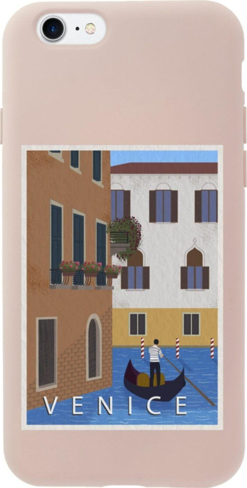 İphone 7 Venice Gondola Tasarımlı Pembe Telefon Kılıfı