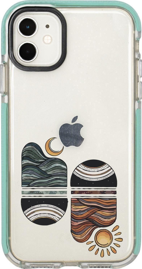 İphone 12 Uyumlu Sunset Wave Desenli Candy Bumper Silikonlu Telefon Kılıfı