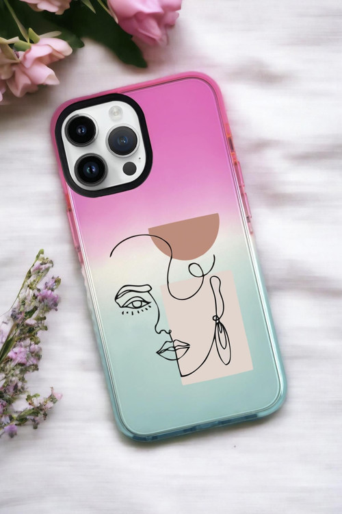 İphone 15 Pro Max Uyumlu Women Art Desenli Premium Rainbow Silikonlu Telefon Kılıfı