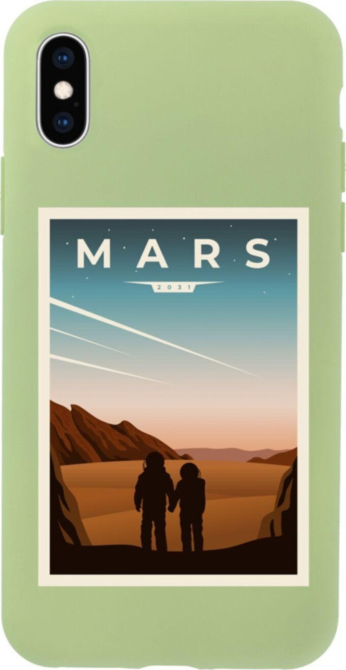 İphone Xs Mars Tasarımlı Yeşil Telefon Kılıfı