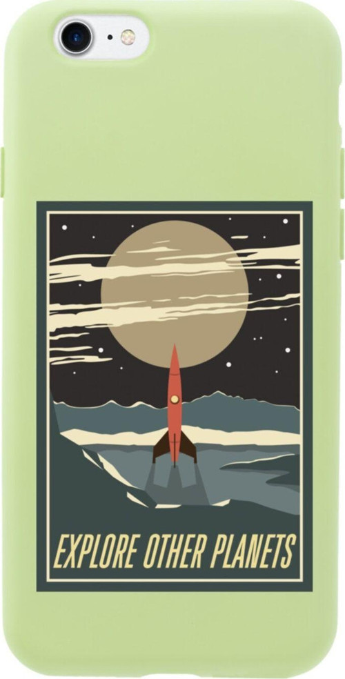 İphone 7 Explore Other Planets Tasarımlı Yeşil Telefon Kılıfı