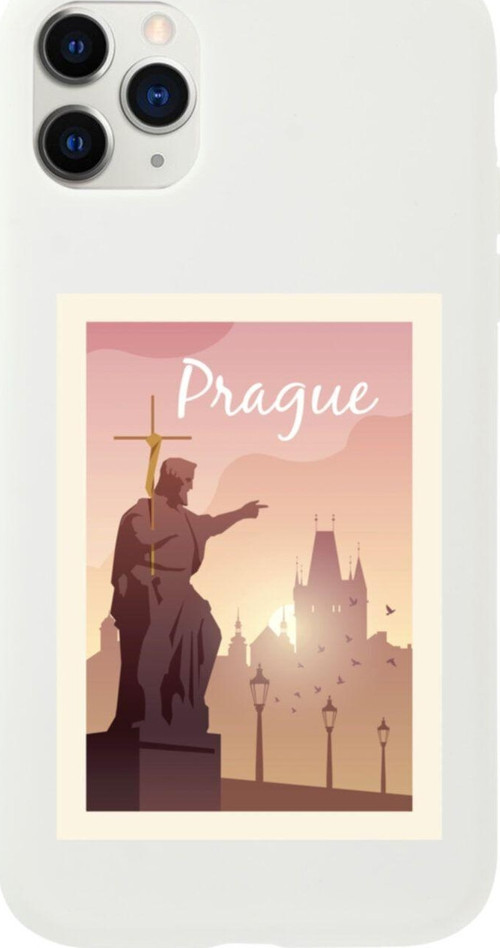 Iphone 11 Pro Max Prague Tasarımlı Beyaz Telefon Kılıfı