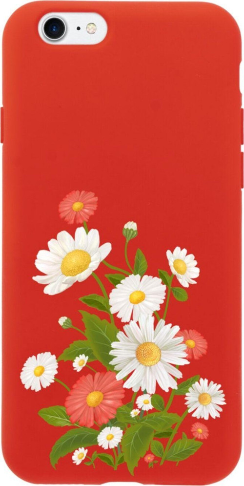İphone 8 Daisy Tasarımlı Kırmızı Telefon Kılıfı