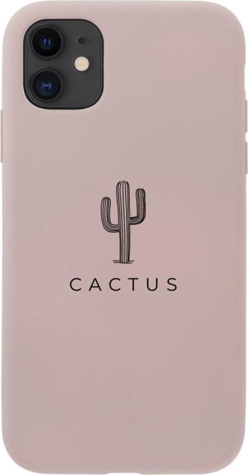 Iphone 11 Cactus Tasarımlı Pembe Telefon Kılıfı