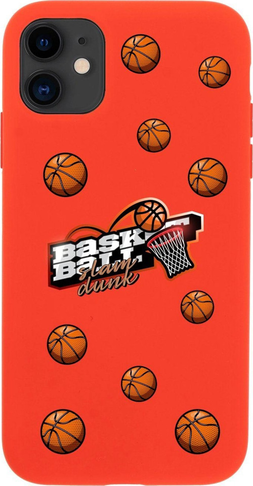Iphone 11 Basketbol Top Tasarımlı Kırmızı Telefon Kılıfı