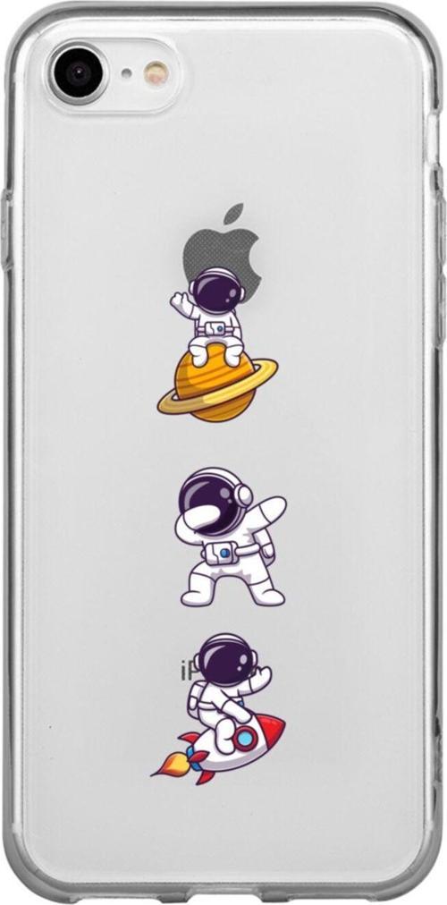 İphone 8 Astronot Çılgın Şeffaf Telefon Kılıfı