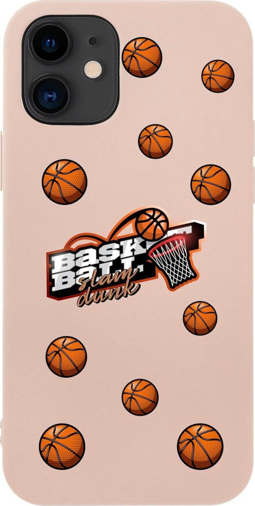 İphone 12 Basketbol Top Tasarımlı Pembe Telefon Kılıfı