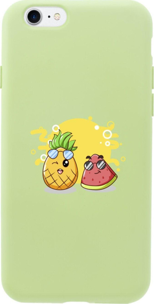 İphone Se Ananas Ve Karpuz Tasarımlı Yeşil Telefon Kılıfı