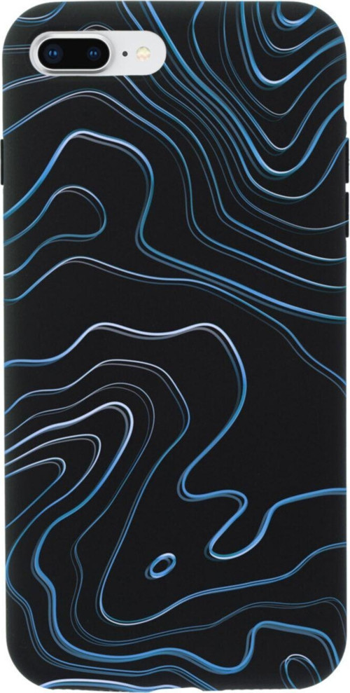 İphone 7 Plus Blue Art Tasarımlı Siyah Telefon Kılıfı