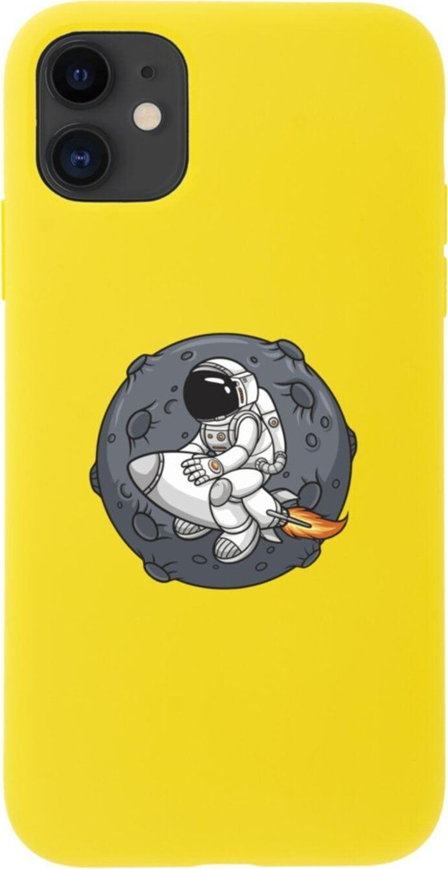 Iphone 11 Gezegen Ve Astronot Tasarımlı Sarı Telefon Kılıfı