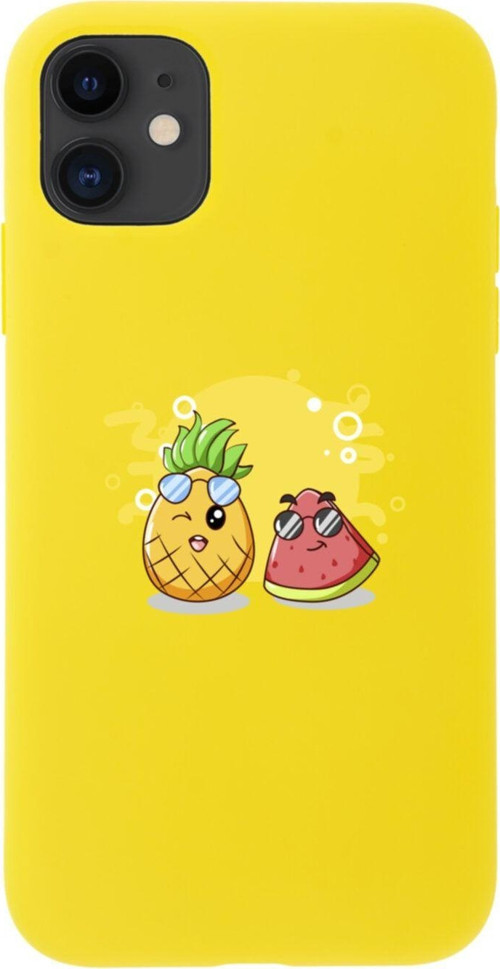 Iphone 11 Ananas Ve Karpuz Tasarımlı Sarı Telefon Kılıfı