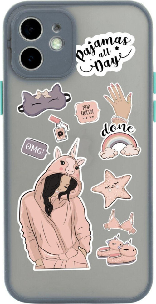 Iphone 11 Lüx Kamera Lens Korumalı Pijama All Day Gri Telefon Kılıfı