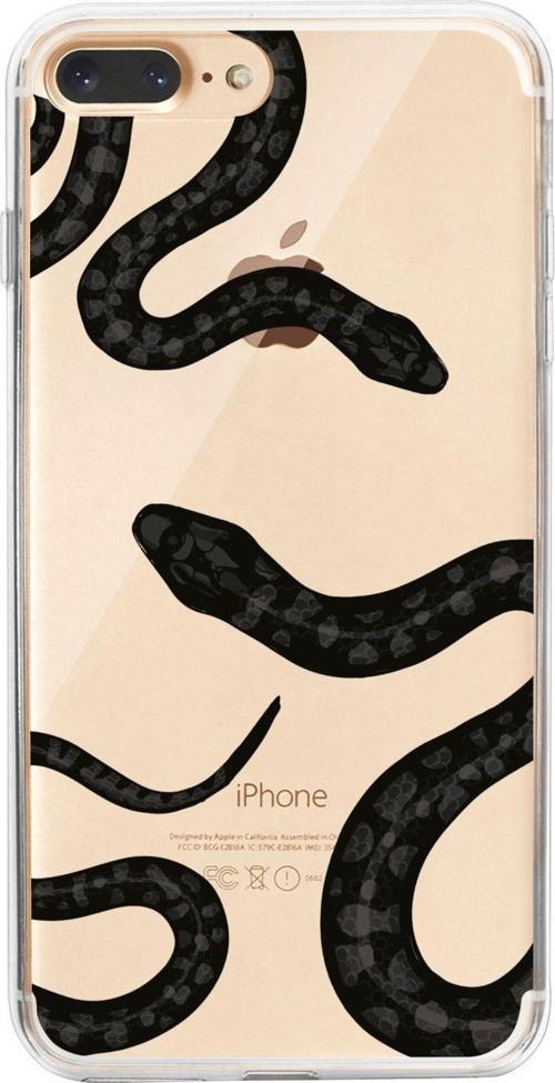 İphone 7 Plus Yılan Desenli Şeffaf Telefon Kılıfı