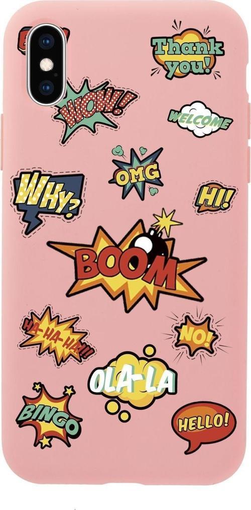 İphone Xs Max Stickers Desenli Premium Silikonlu Telefon Kılıfı