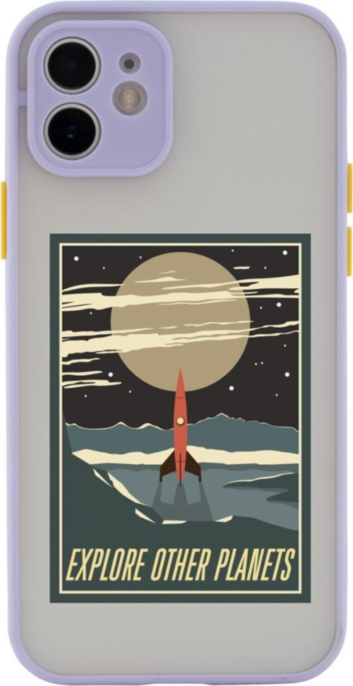 Iphone 11 Lüx Kamera Lens Korumalı Explore Other Planets Lila Telefon Kılıfı