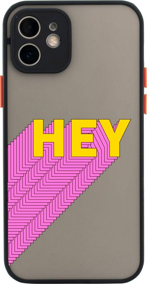 Iphone 11 Lüx Kamera Lens Korumalı Hey Desenli Siyah Telefon Kılıfı