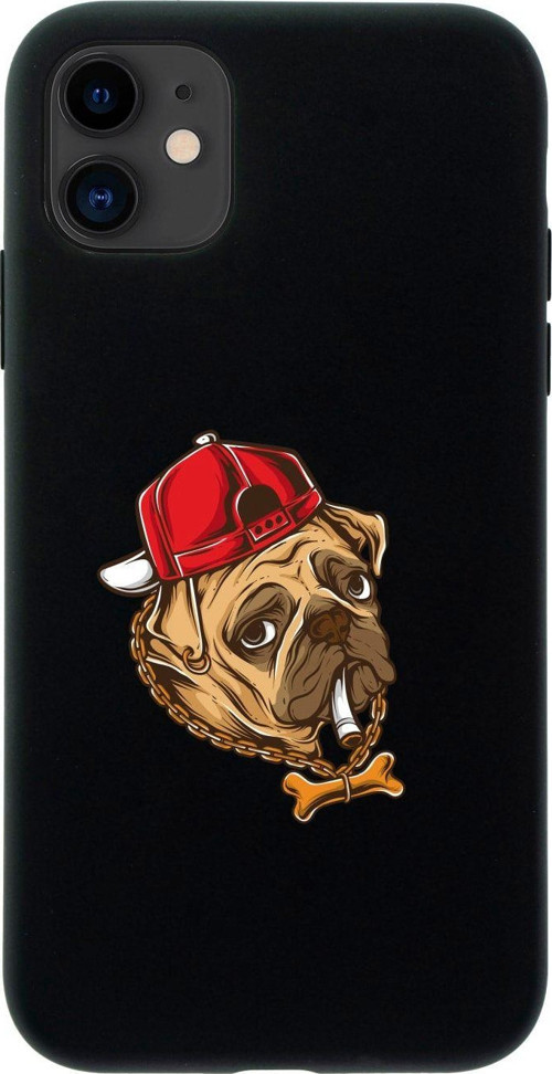 İphone 12 Efkarlı Pug Tasarımlı Siyah Telefon Kılıfı