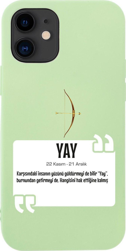 İphone 12 Yay Burcu Tasarımlı Yeşil Telefon Kılıfı