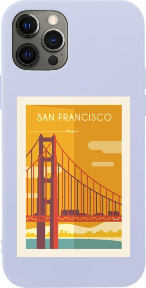 Iphone 12 Pro San Francisco Tasarımlı Lila Telefon Kılıfı
