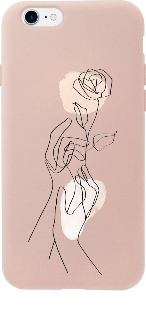 İphone 8 Hands Holding Roses Tasarımlı Pembe Telefon Kılıfı