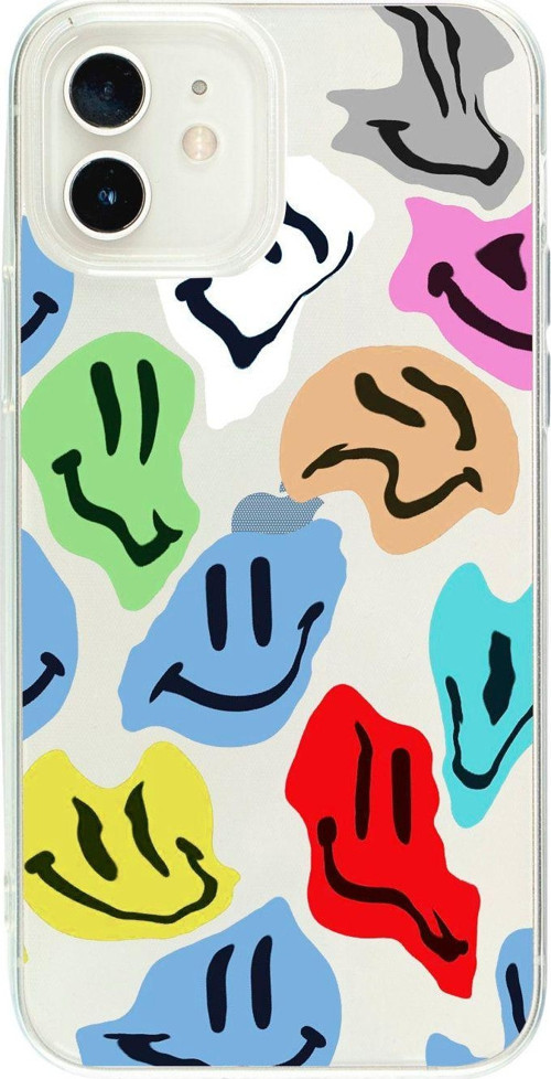 İphone 12 Inek Desenli Toxic Smile Şeffaf Telefon Kılıfı