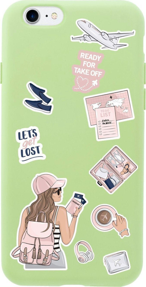 İphone Se Pink Travel Tasarımlı Yeşil Telefon Kılıfı