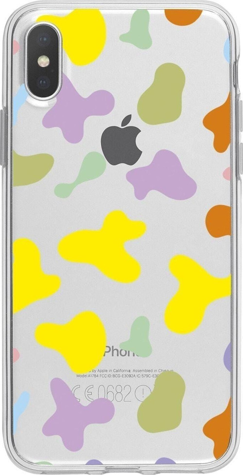İphone Xs Max Renkli Inek Desenli Şeffaf Telefon Kılıfı