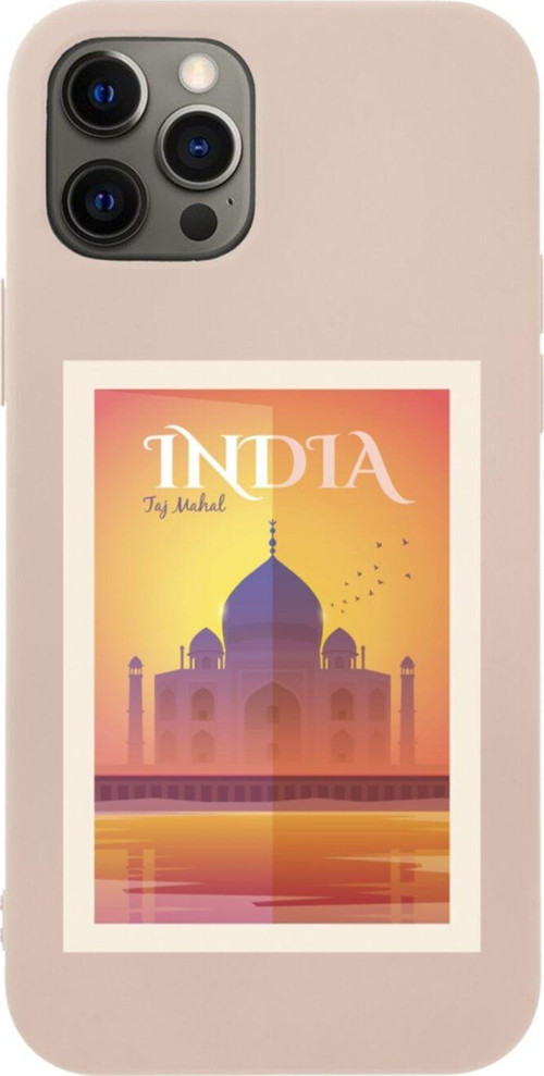 Iphone 12 Pro Tac Mahal India Tasarımlı Pembe Telefon Kılıfı