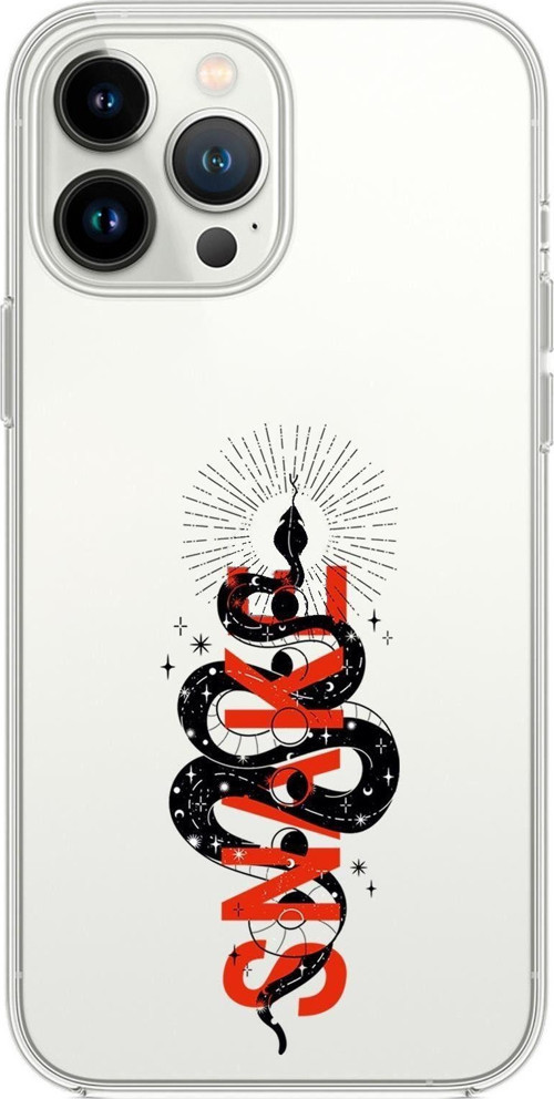 İphone 14 Pro Max Uyumlu Snake Desenli Şeffaf Silikonlu Telefon Kılıfı