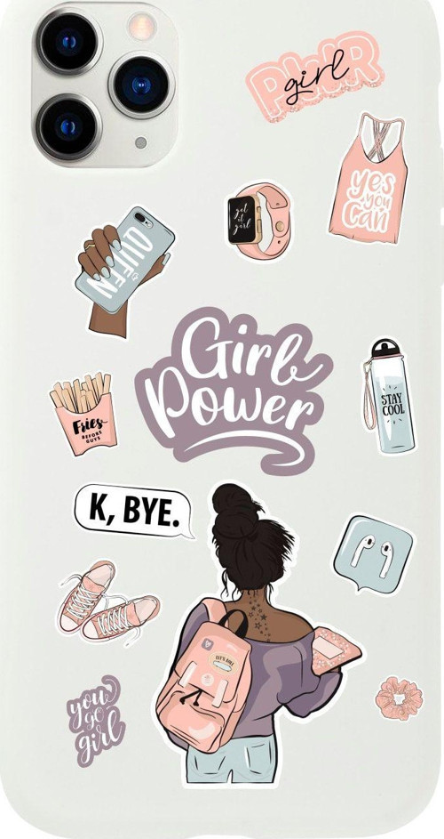 Iphone 11 Pro Max Girl Power Tasarımlı Beyaz Telefon Kılıfı