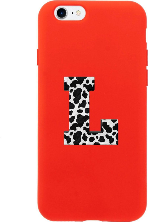 İphone 7 L Harfi Tasarımlı Kırmızı Telefon Kılıfı